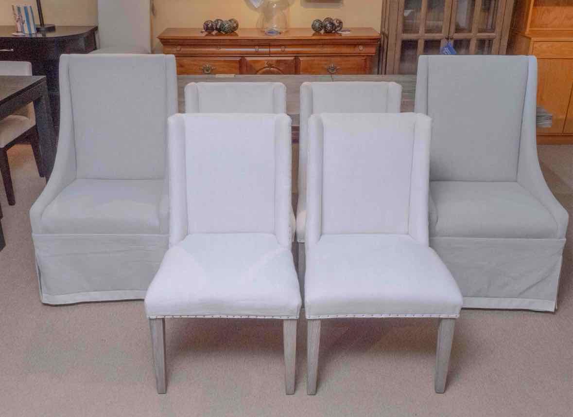 Set of 6 Universal Furniture Dining Chairs with Linen Upholstery