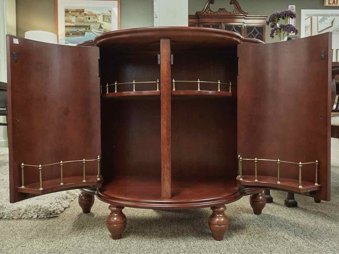 Mahogany Stain  Demi-Lune 2 Door Bar Cabinet