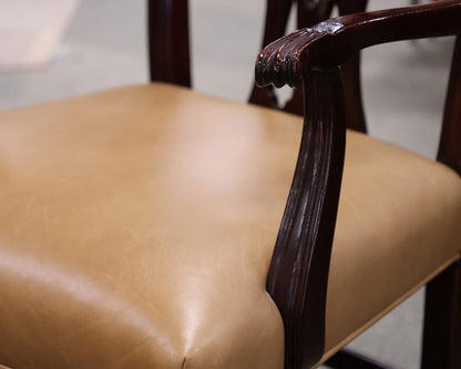 Set of 10 Councill Mahogany Dining Chairs with Butterscotch Leather Seats