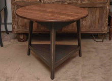 Oak Top Round Side Table with Tripod Base
