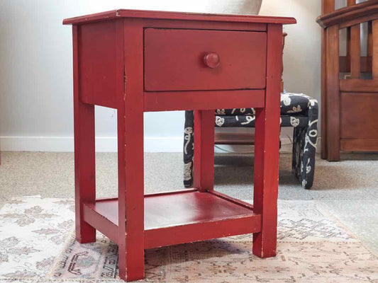 Red Rustic Nightstand