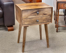 Retro Design Two-Drawer Nightstand with Round Pulls