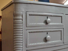 Antique Carved Column Accent 8 Drawer Dresser In 'Beach Pebble Gray'Finish
