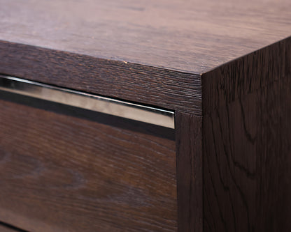 Restoration Hardware Bezier 6-Drawer Low Wide Dresser in Brown Oak and Steel