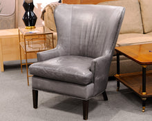 Crate & Barrel Gray Leather Wing Chair