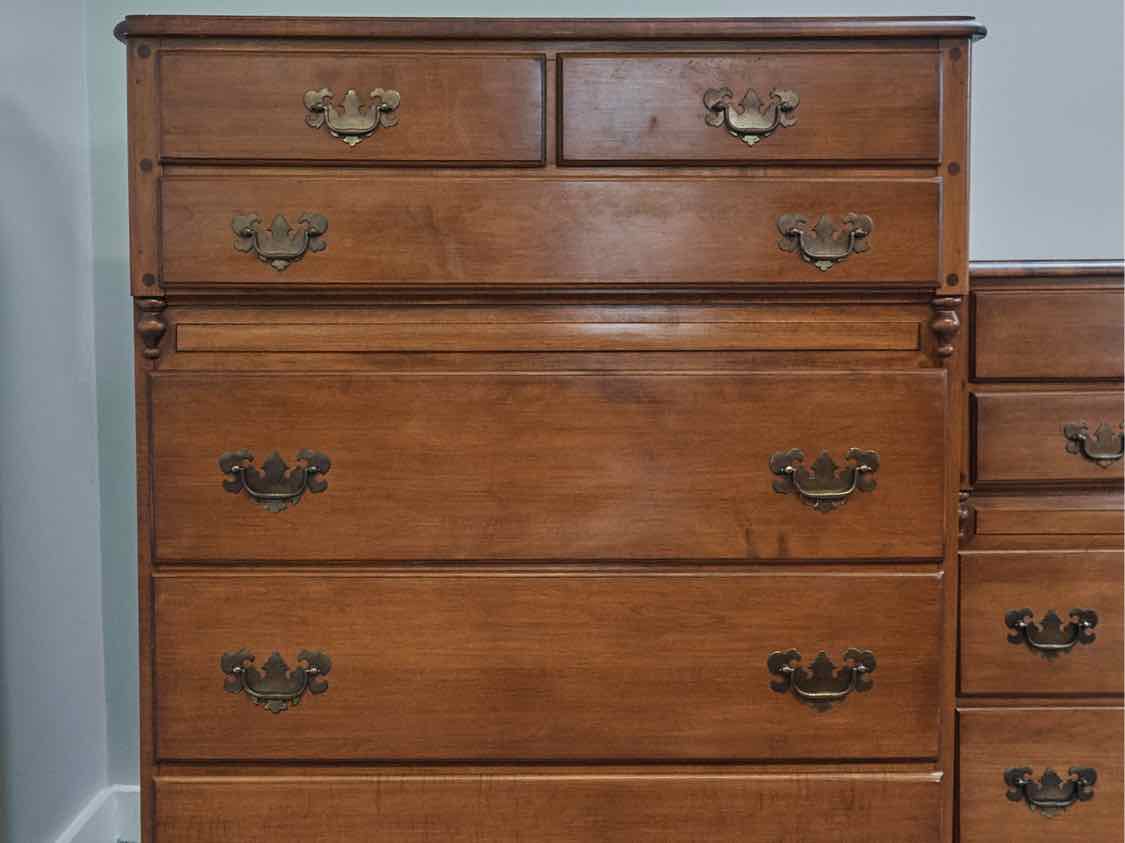 Maple 3-Over-3 Tall Chest with Antique Brass Pulls