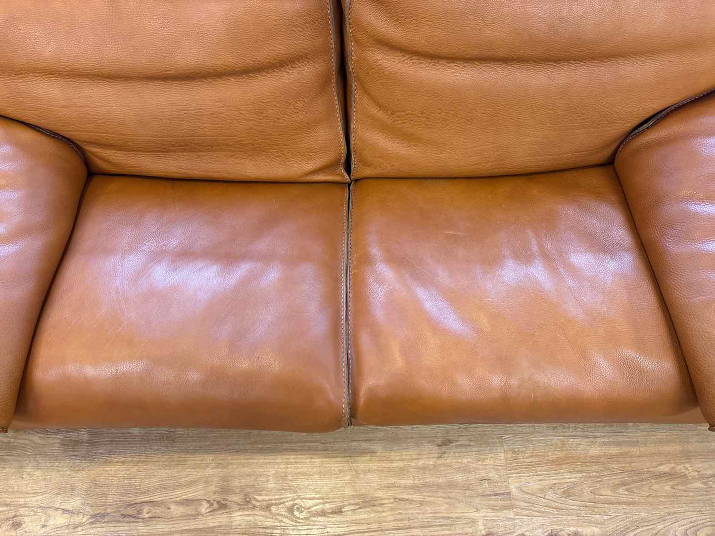 Roche Bobois 'Ascot' Cognac Leather Sofa