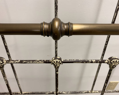 Domain French King Iron Sleigh Bed in Brass Finish with Scrolled Finials