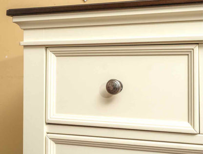 Ashley Furniture Cream Finish 6 Drawer Chest with Nickel Knobs