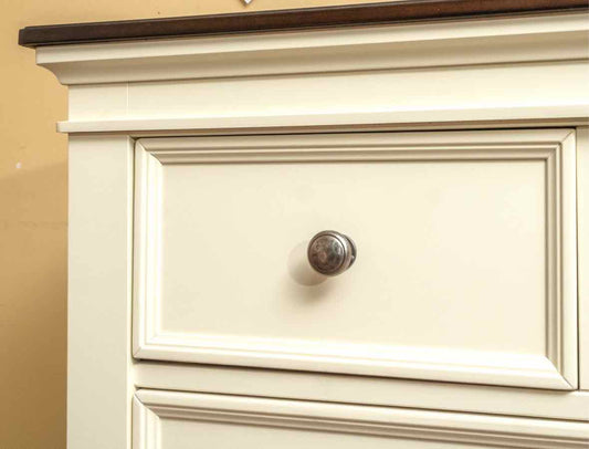 Ashley Furniture Cream Finish 6 Drawer Chest with Nickel Knobs