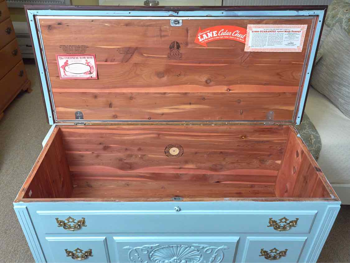 Solid Mahogany Ball & Claw Feet Cedar Lined Chest in Ice Blue finish & 1 Drawer