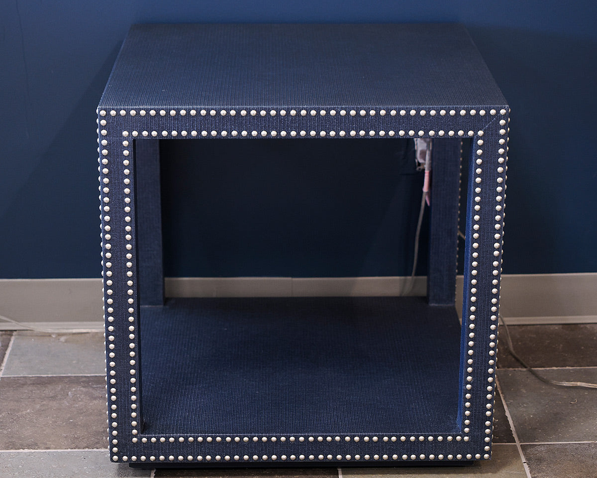 Ethan Allen Blue Wrapped Accent Table