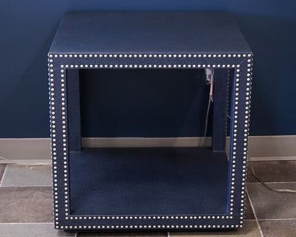 Ethan Allen Blue Wrapped Accent Table
