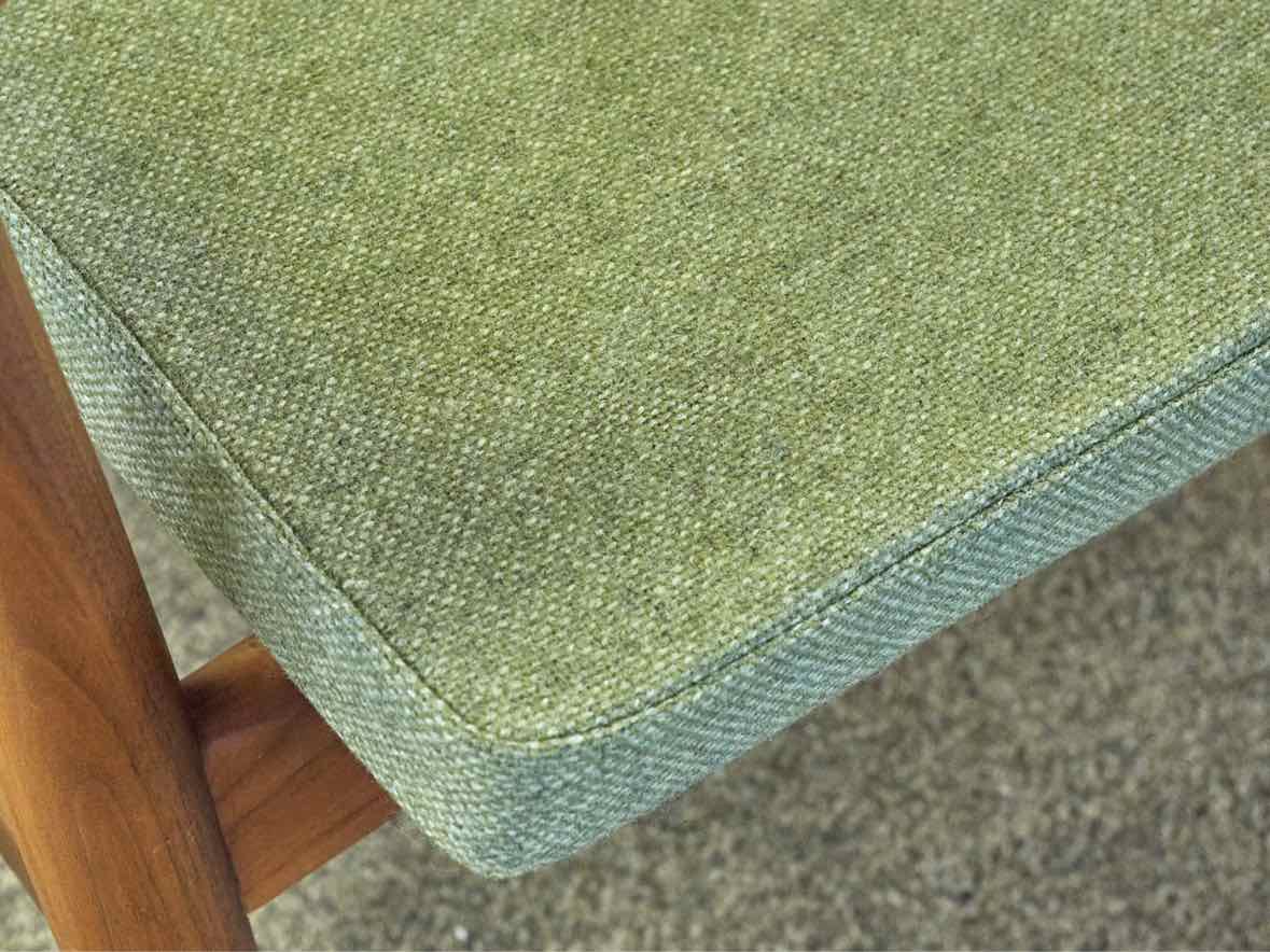 MCM Style Walnut Arm Chair in Chartreuse Green Cushions