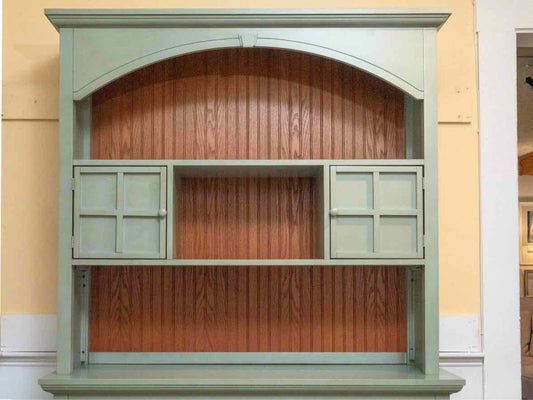 Sage Green Finish 4 Door 2 Drawer & Bead board   Hutch Cabinet