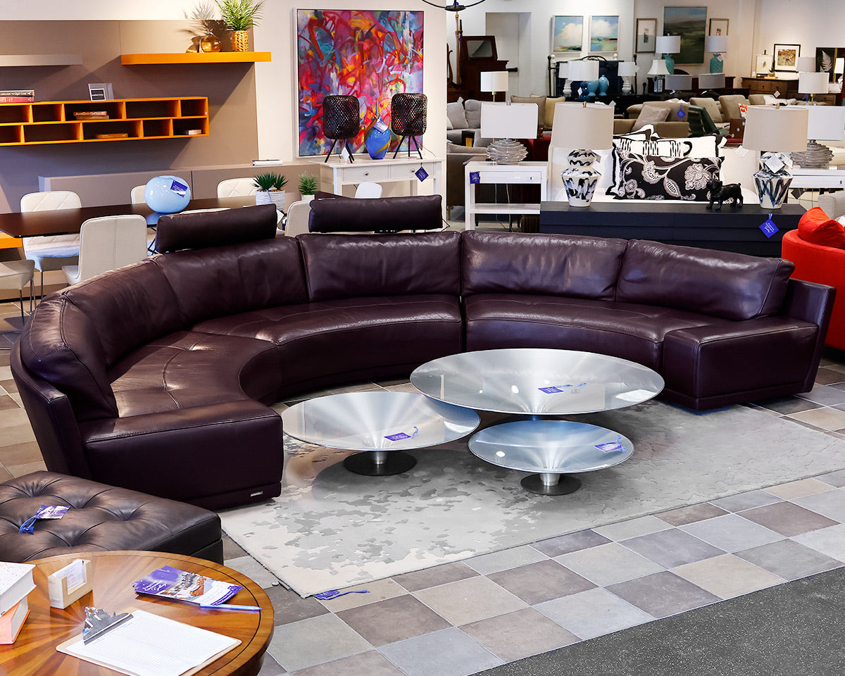 Roche Bobois Ox Blood Leather Circular Sectional