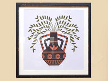 Distressed Black Framed Foliage In Vase Print Under Glass