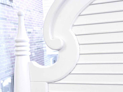 White Four Post Bed with Shutter Detail Headboard