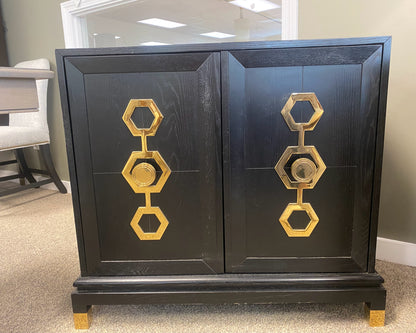 Jonathon Adler Turner Cabinet in Black Oak Finish w/ Brass Hardware