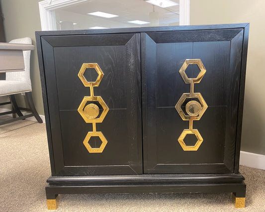 Jonathon Adler Turner Cabinet in Black Oak Finish w/ Brass Hardware