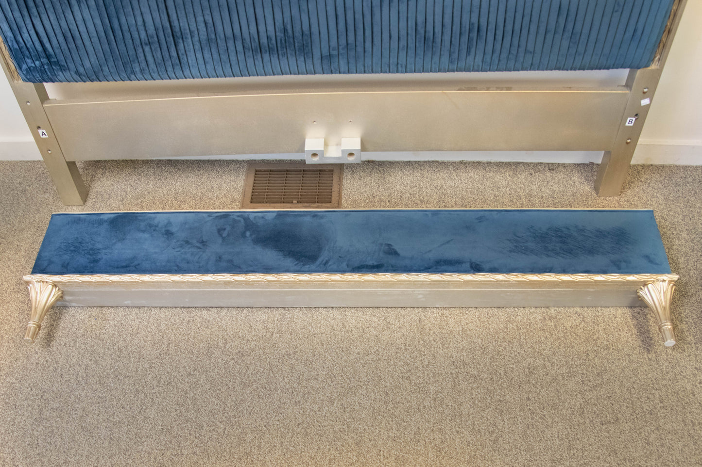 Caracole 'Composition's' Peacock Blue Velvet Upholstered Platform Queen Bed