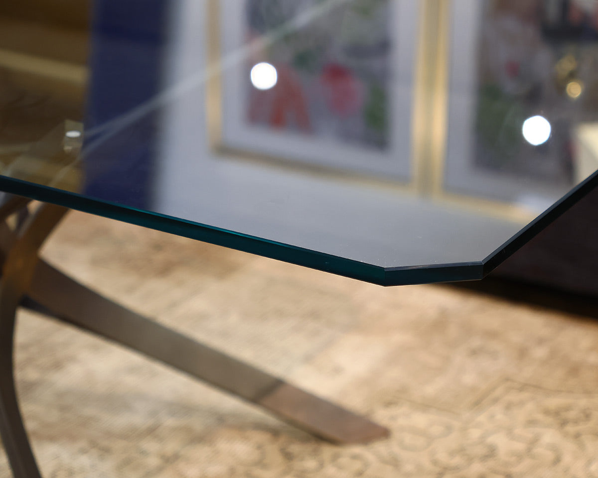 Roger Sprunger Glass and Bronze Cocktail Table