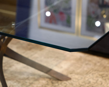 Roger Sprunger Glass and Bronze Cocktail Table