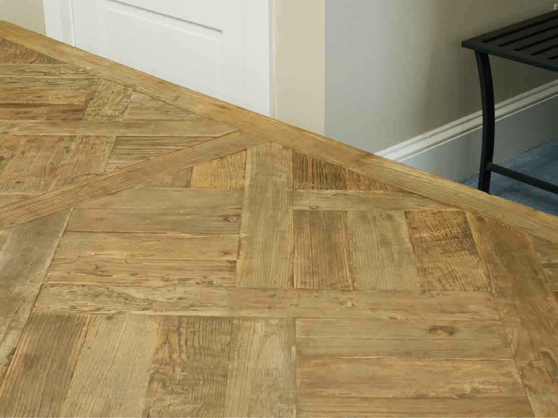 Pottery Barn  Weathered Oak Parquet Top Cocktail Table