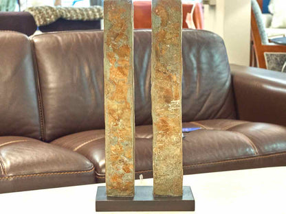 Pair of Stone Column Table Lamps