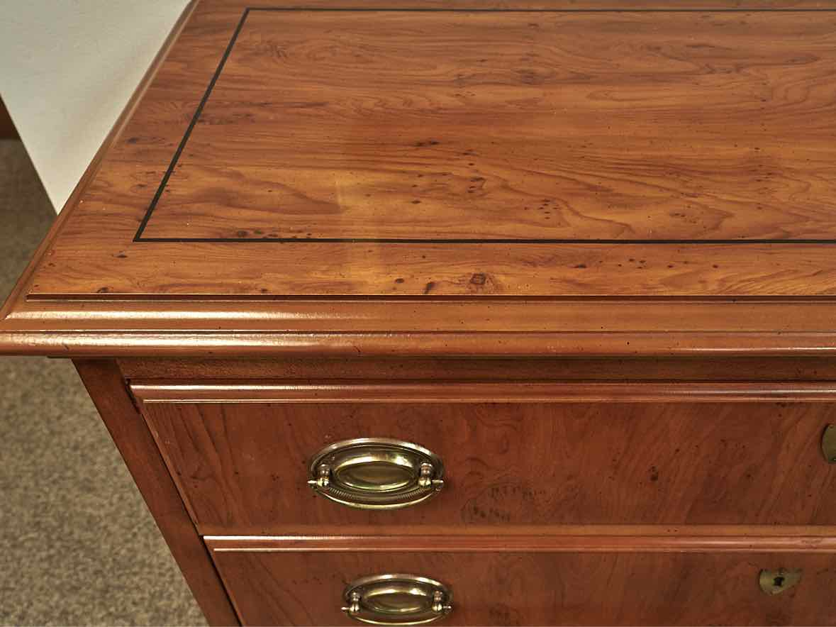 Drexel Inlaid Burlwood Five Drawer Petite Chest