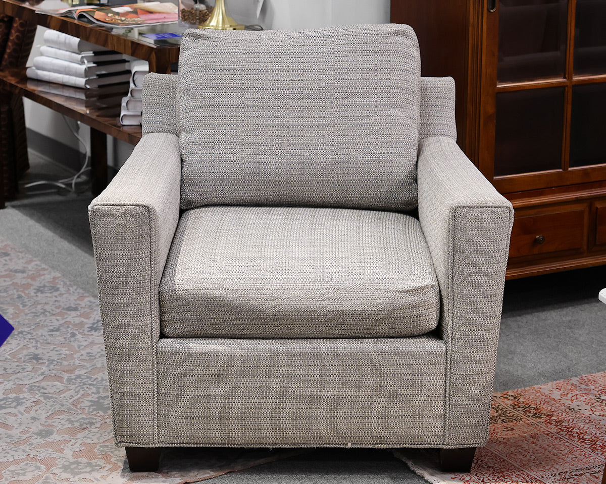Hallagan Gray Tweedy Track Arm Chair