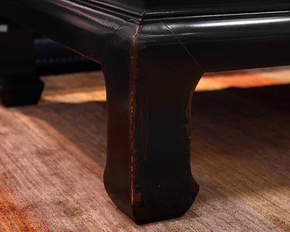 Asian Style Cocktail Table in Black Lacquer Rub-Through Finish