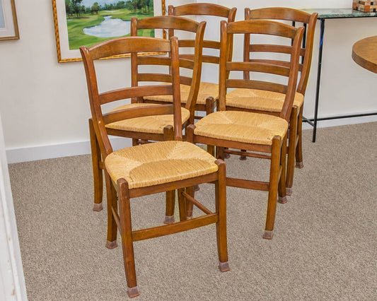 Pottery Barn Set of Five French Ladder Back Dining Chairs