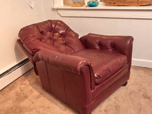 Bradington Young Reclining Back 'Burgundy Wine' Tufted Leather  Chair & Ottoman