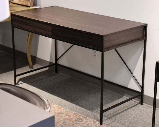 Writing Desk in Dark Grey on Black Metal Frame