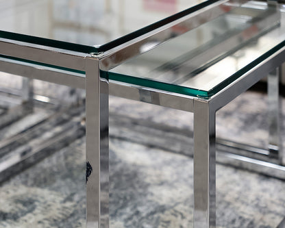 Horchow Nesting Glass and Chrome Cocktail Table
