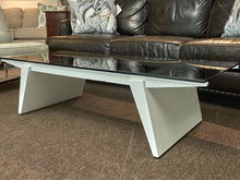 Smoked GLass Top White Lacquered Base Cocktail Tables