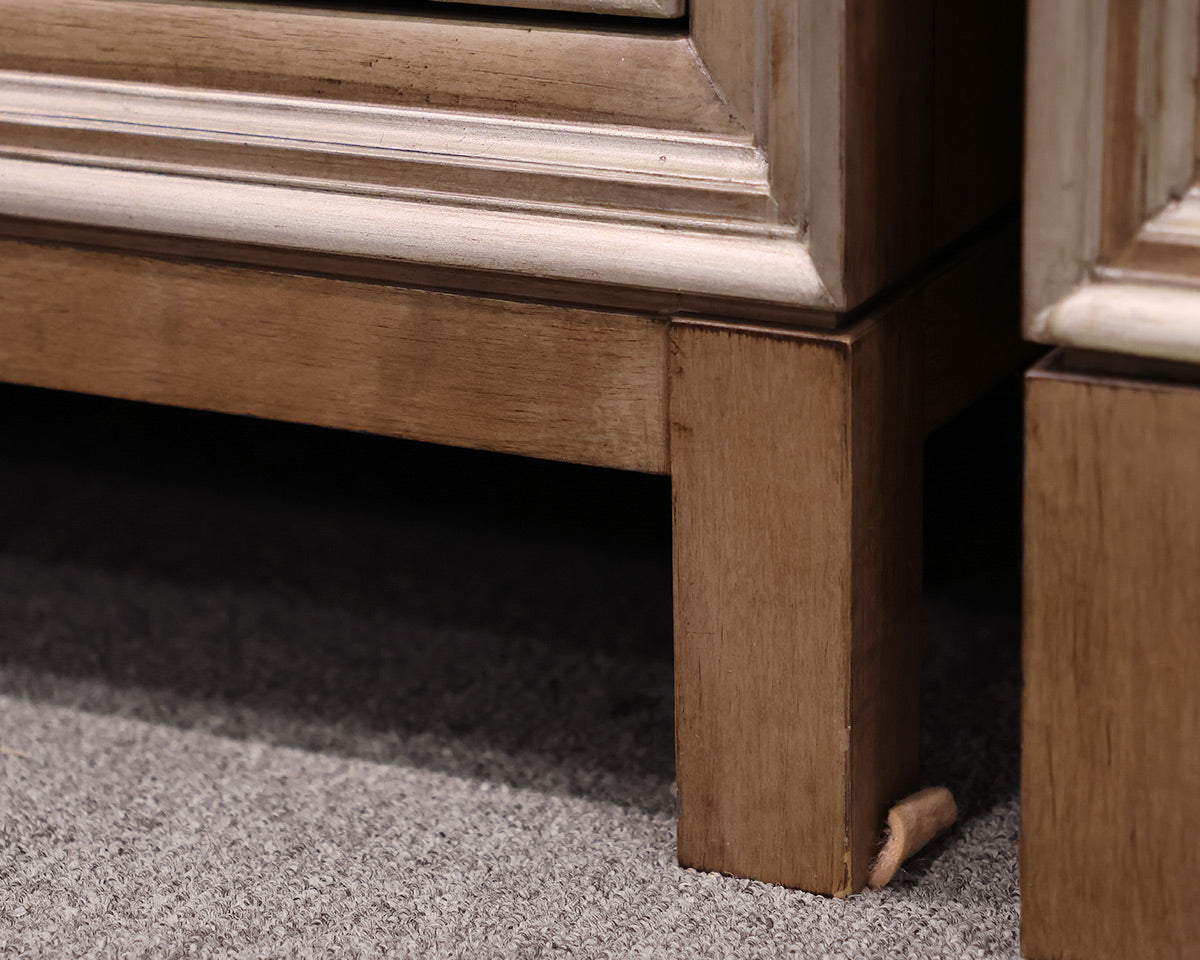Hickory White Custom Tall Cabinet in Drifted Wood with Silver Trim