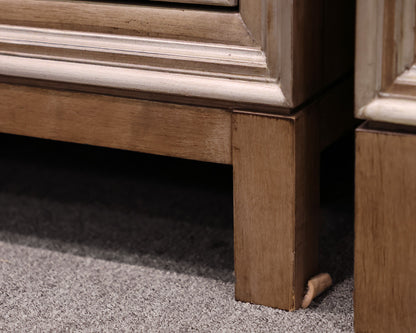 Hickory White Custom Tall Cabinet in Drifted Wood with Silver Trim