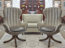 Pair of Uttermost Garrett Mid-Century Style Swivel Chairs in Grey