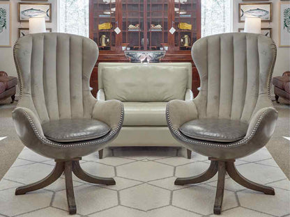 Pair of Uttermost Garrett Mid-Century Style Swivel Chairs in Grey