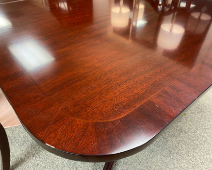 Kindel Banded Mahogany Dining Table & Set of 6 Shieldback Chairs