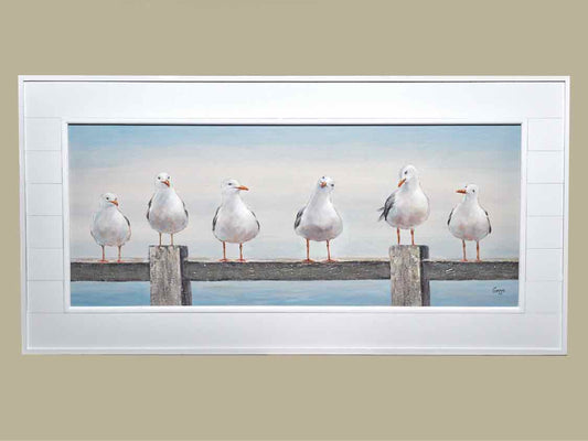 'The Lineup' White Shiplap Ftamed Print On Canvas