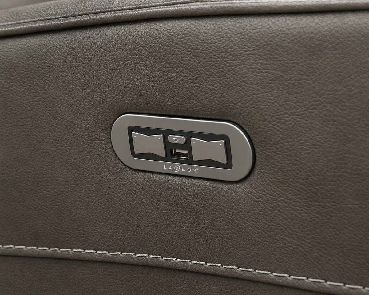 La-Z-Boy Power Reclining Sofa Upholstered In Grey Leather