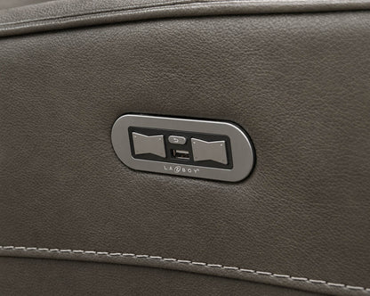 La-Z-Boy Power Reclining Sofa Upholstered In Grey Leather