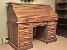 Nathan Hale Furniture Oak Roll Top 6 Drawer  Desk