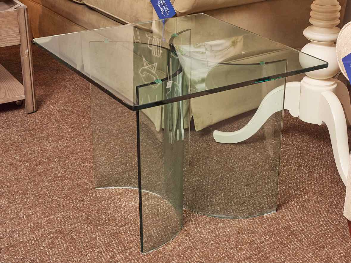 Glass Square Cocktail  with Semi Circle Base