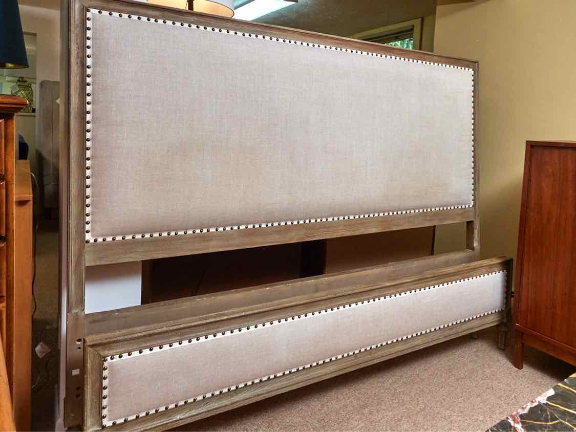 Restoration Hardware 'Maison' Linen Upholstered Nailhead Trim  King Bed
