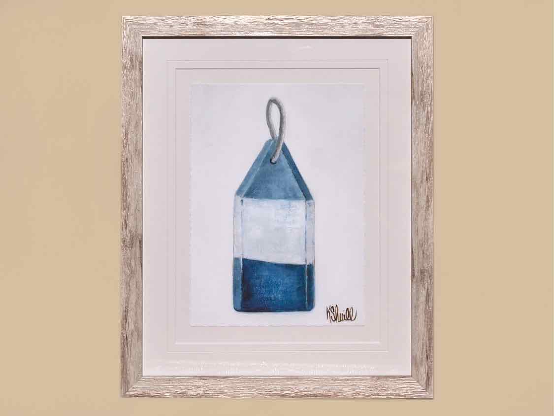 "Buoy 3" Matted Print on Paper in Distressed Frame