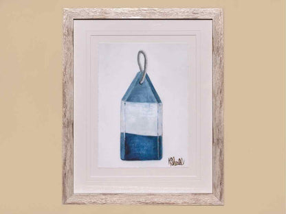 "Buoy 3" Matted Print on Paper in Distressed Frame